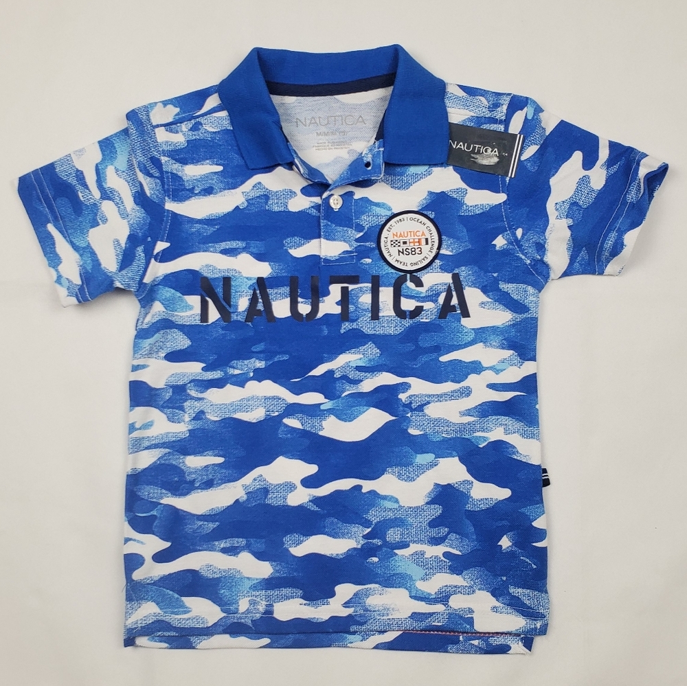 Nautica Boy's Blue/White Camouflage Polo Size M[5] NWT